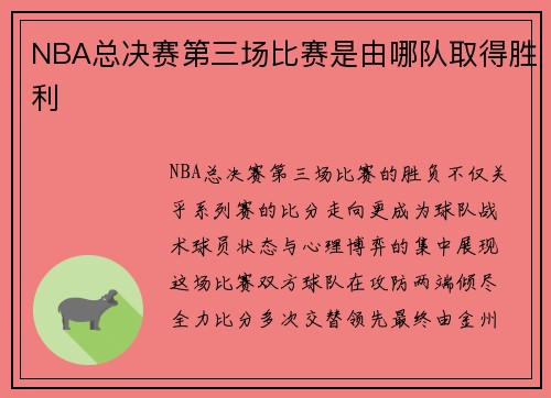 NBA总决赛第三场比赛是由哪队取得胜利